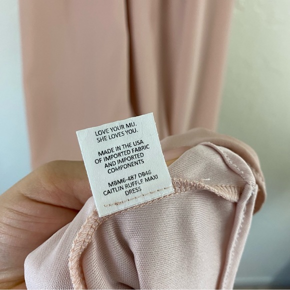 Show me your MuMu Size XS Blush Pink Caitlin Ruffle Spaghetti Strap Maxi Dress - Picture 7 of 7